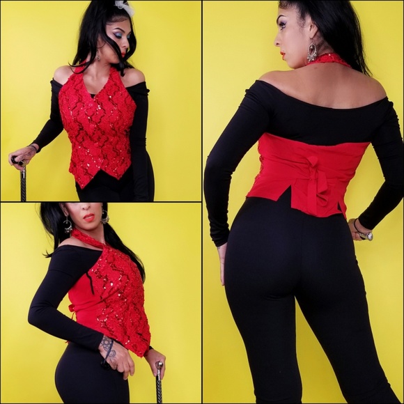 Vintage Red sequins halter - Picture 3 of 4